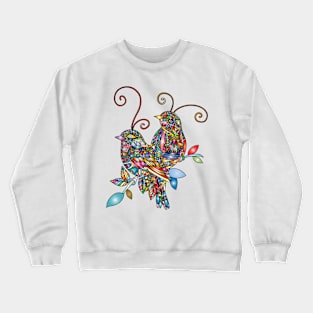 Birds in colourful prismatic mandala design Crewneck Sweatshirt